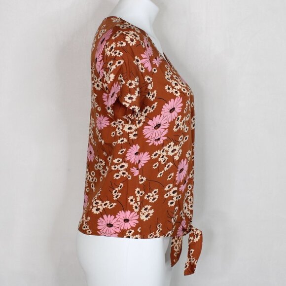 Madewell Hillside Daisies Floral Tie Front Blouse - Picture 4 of 8